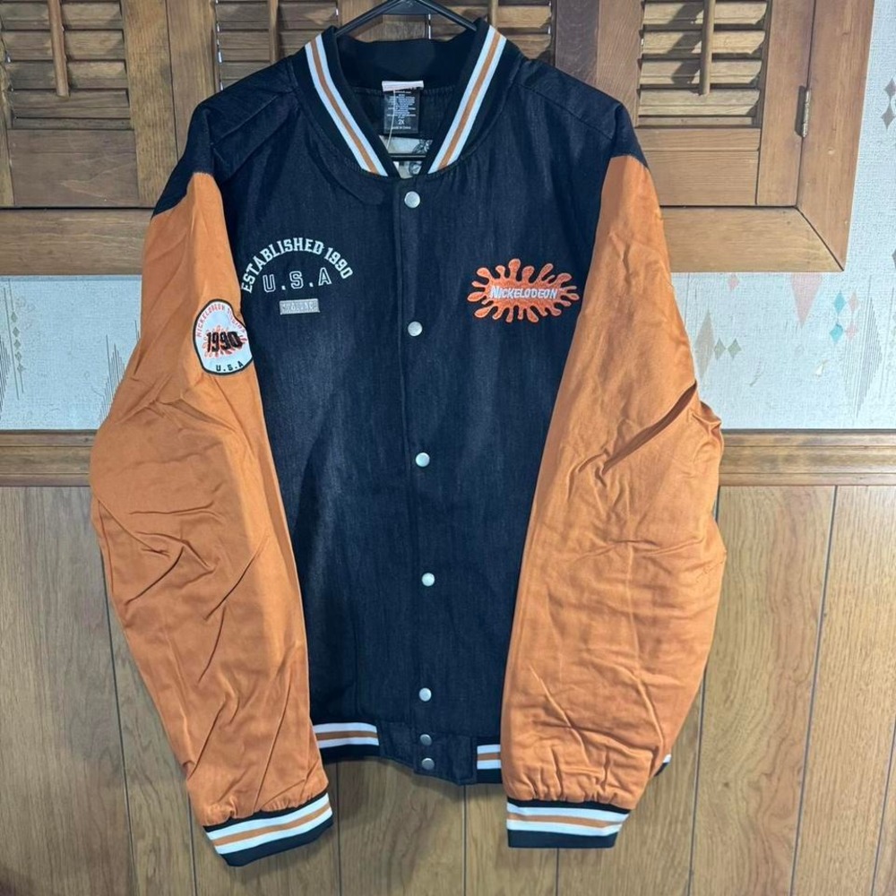 Nickelodeon 90s multi-coloured varsity bomber‎ jacket streetwear Size XXL